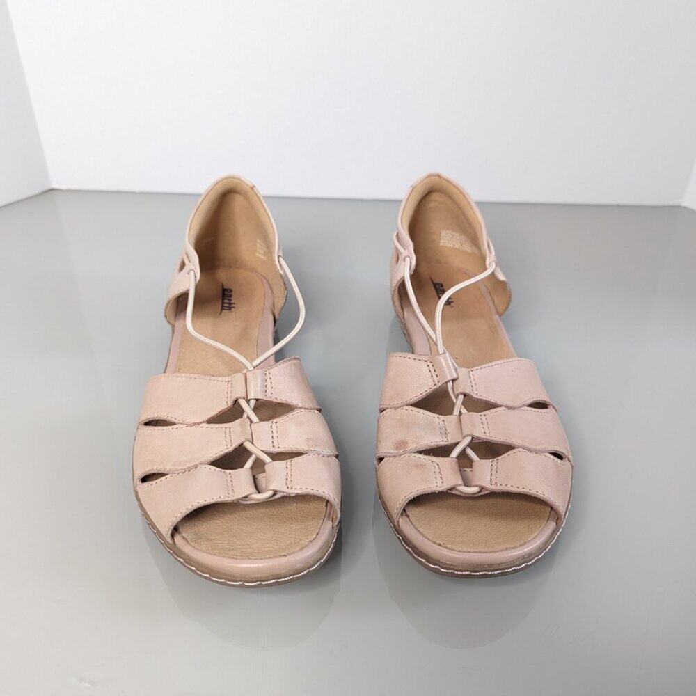 Earth Aloha Blush Pink Leather Open Toe Sandals Flat Strappy Slip On Size 10 - Picture 9 of 10